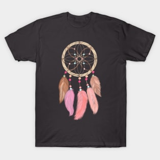 Pink/Tan Beaded Dreamcatcher T-Shirt